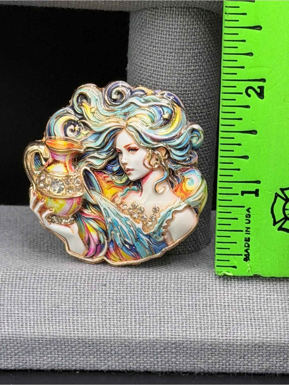 Aquarius Rhinestone & Enamel Brooch